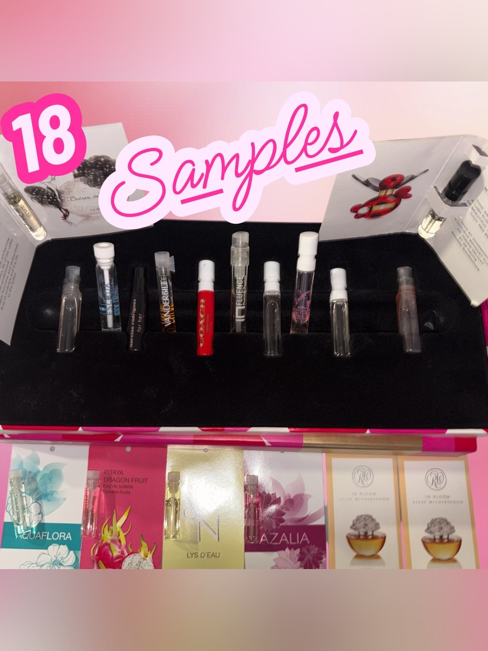 Assorted Women Makeup Sample Vials - Pink & Red